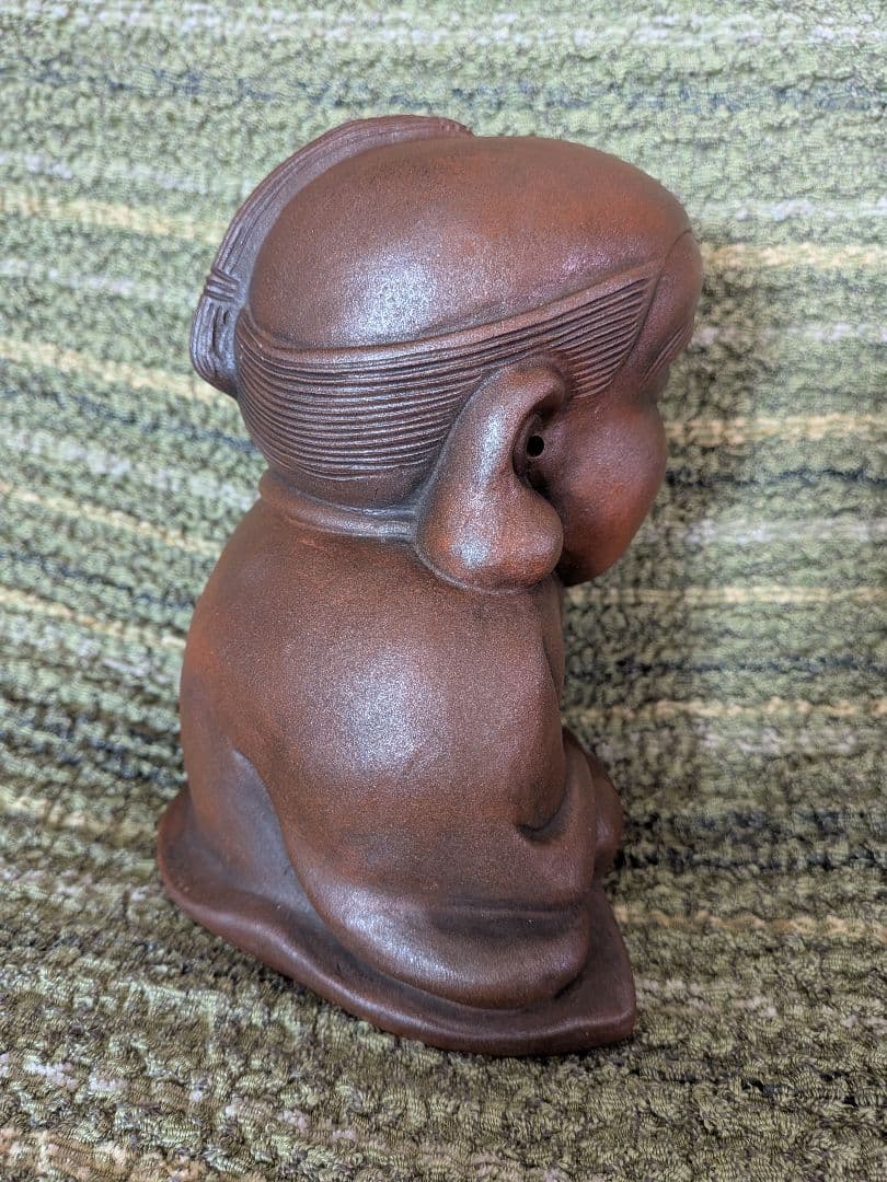 大幅値下げ、No.17備前焼福助の置物A2、古備前福助人形、縁起物、商売の神様、