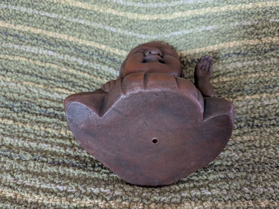 大幅値下げ、No.17備前焼福助の置物A2、古備前福助人形、縁起物、商売の神様、