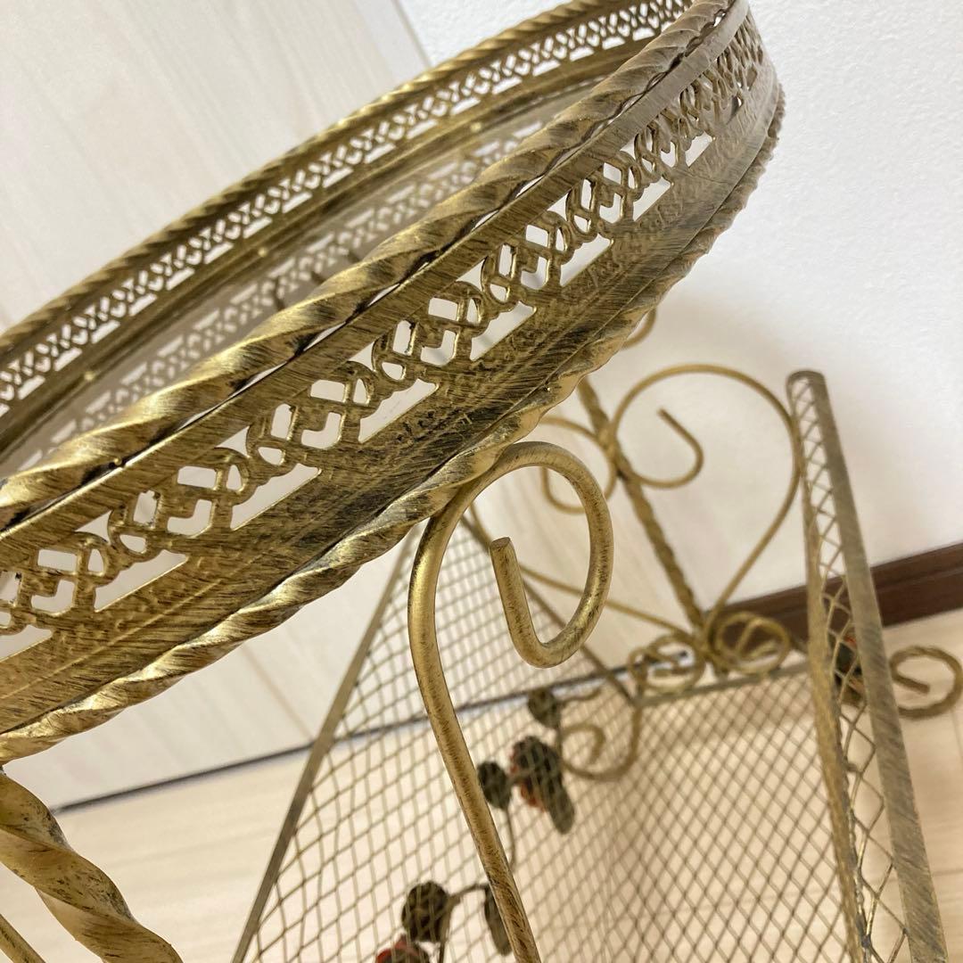 アンティーク ガラステーブル 硝子テーブル 薔薇 ヴィンテージ　小物入れ　冊子