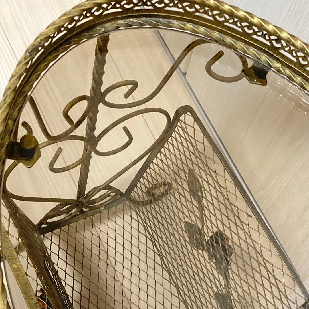 アンティーク ガラステーブル 硝子テーブル 薔薇 ヴィンテージ　小物入れ　冊子