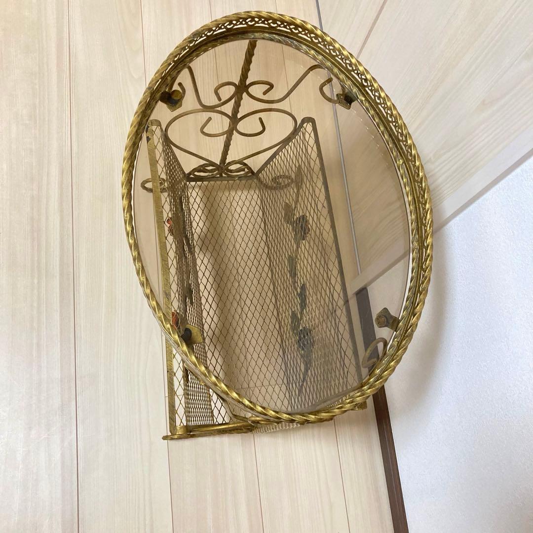 アンティーク ガラステーブル 硝子テーブル 薔薇 ヴィンテージ　小物入れ　冊子