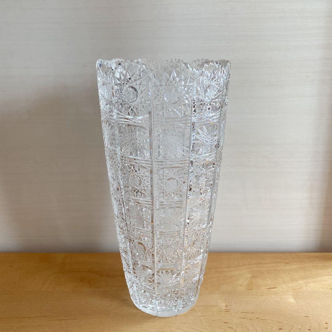 Bohemia glassボヘミアグラス花瓶クリスタルフラワーベース