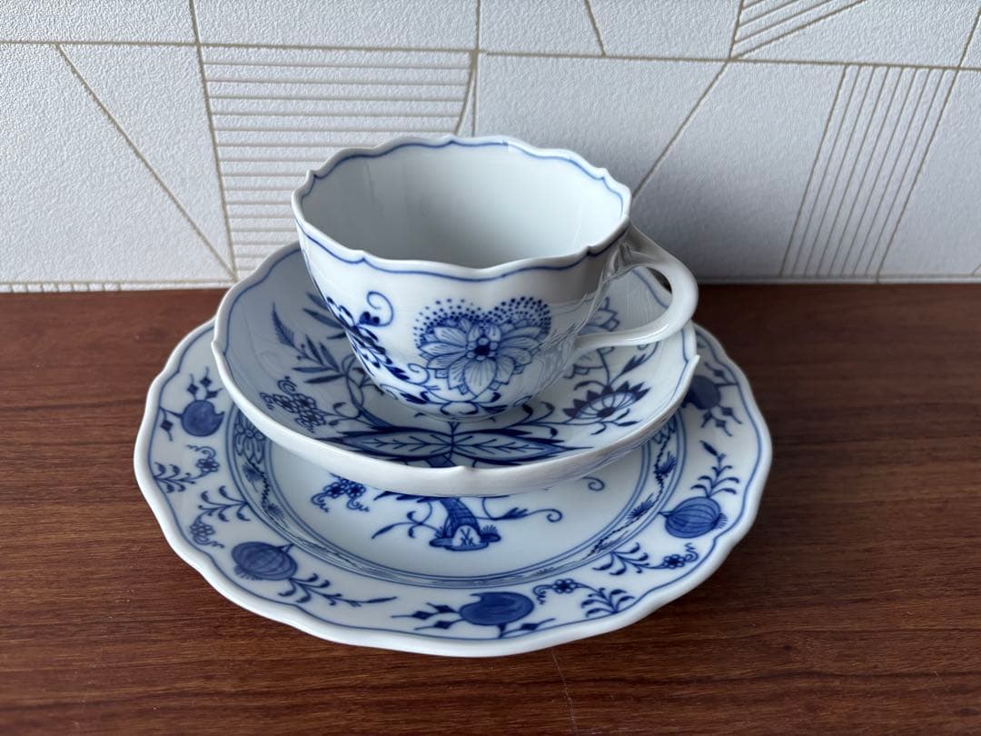 マイセン　ブルーオニオンカップ&ソーサー　プレート　18㎝　トリオ　3点セット