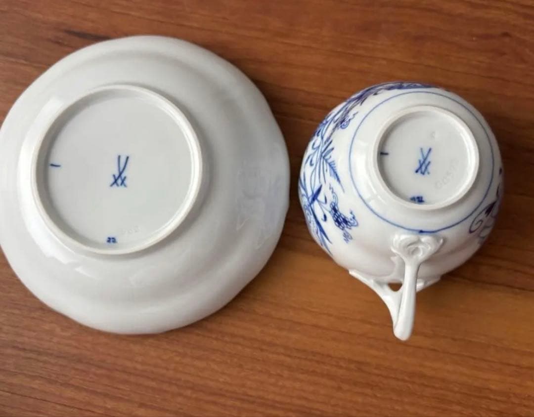 マイセン　ブルーオニオンカップ&ソーサー　プレート　18㎝　トリオ　3点セット