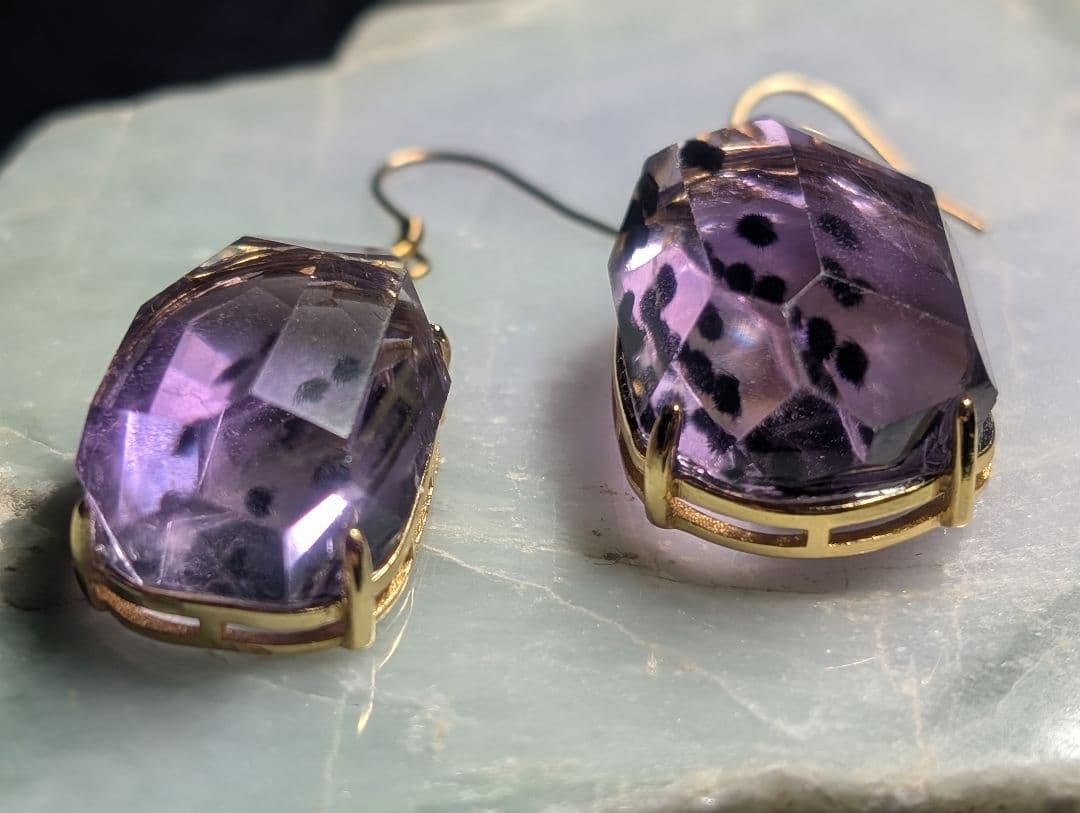 高品質個性派極美妖艶ロマネサイトインアメジストピアス1点物