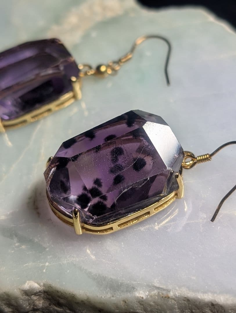 高品質個性派極美妖艶ロマネサイトインアメジストピアス1点物