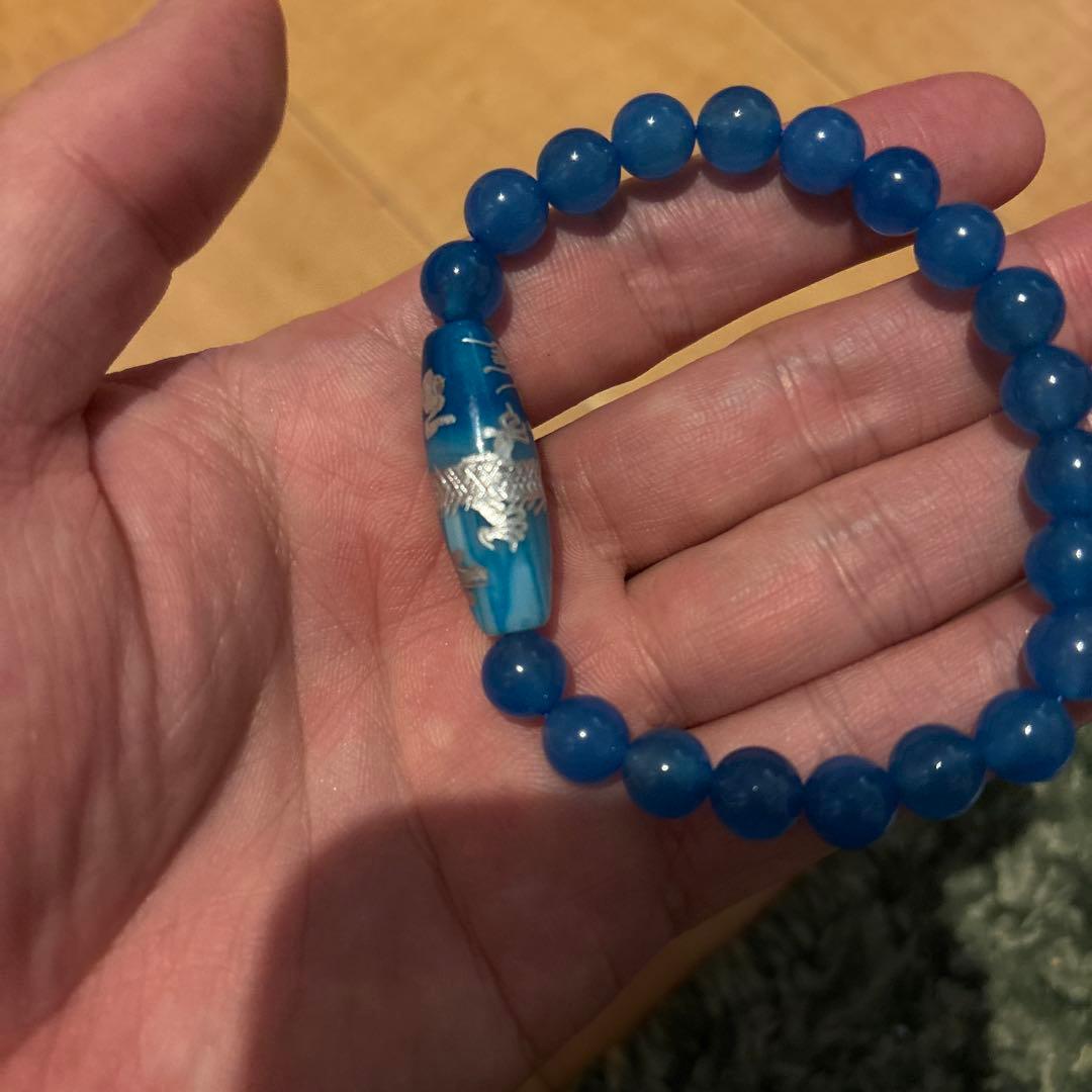 手彫！龍神天珠！上質青瑪瑙！パワー！すごい！