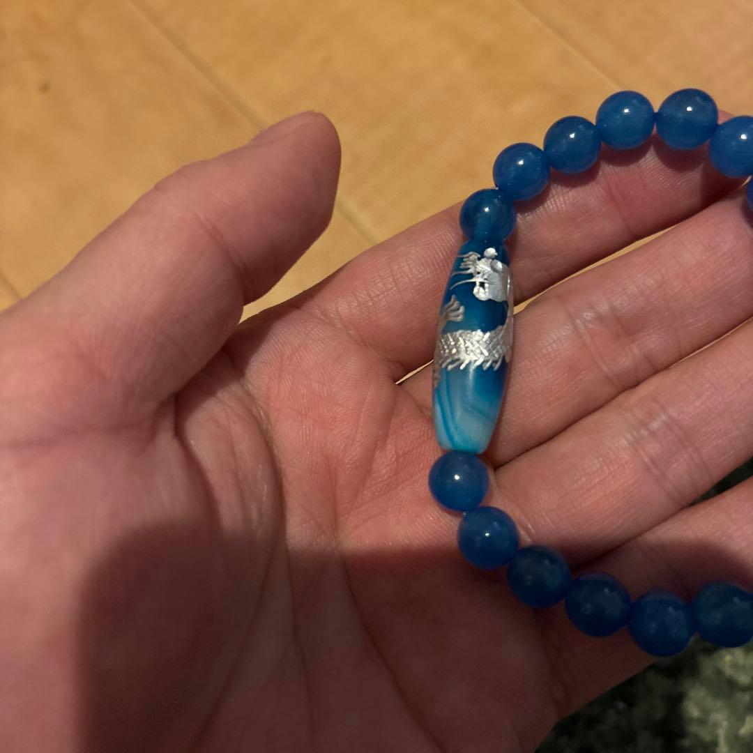 手彫！龍神天珠！上質青瑪瑙！パワー！すごい！