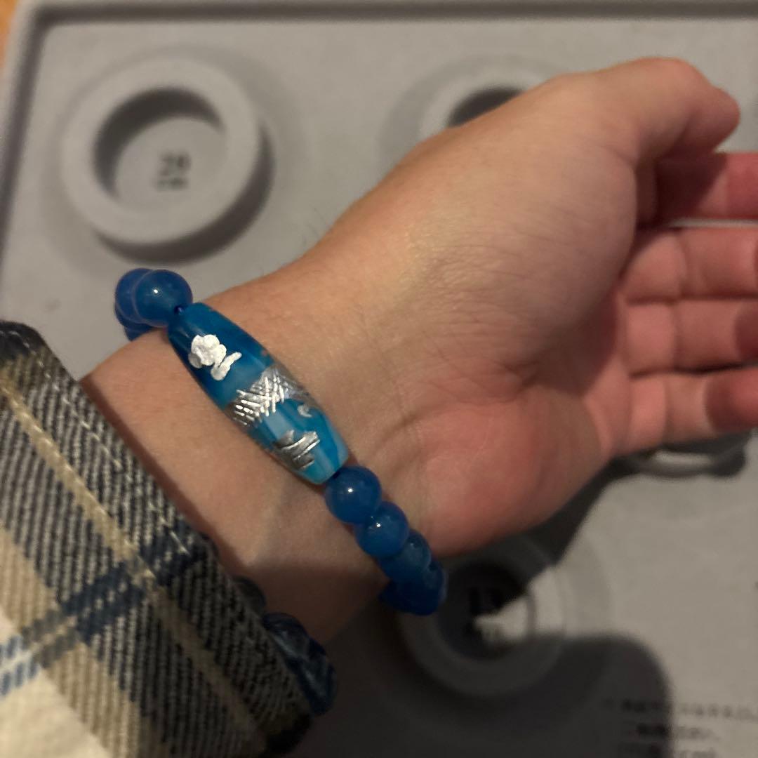 手彫！龍神天珠！上質青瑪瑙！パワー！すごい！