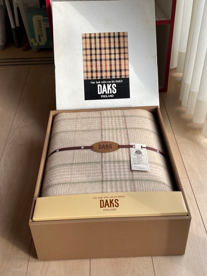DAKS チェック柄毛布 ベージュ系