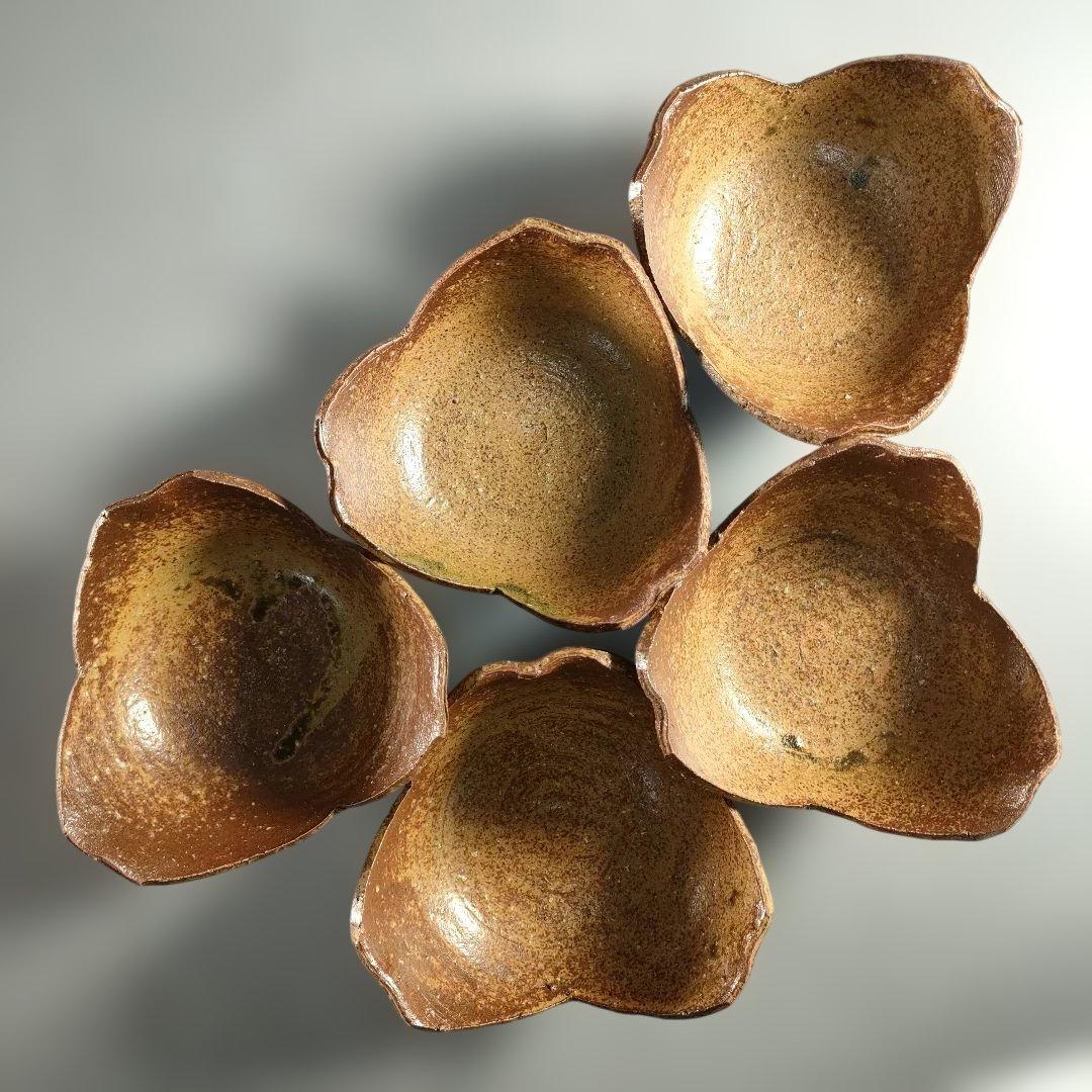 A1348-9/楽山窯/長岡住右衛門/割山椒向付5客/銘々皿/飾鉢/懐石道具/