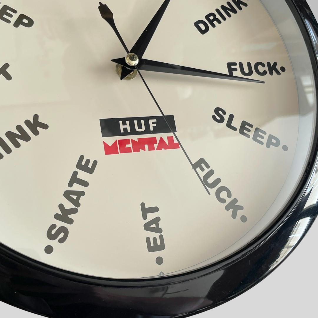 希少【HUF × SKATE MENTAL】ユーモアデザイン 掛け時計 クロック