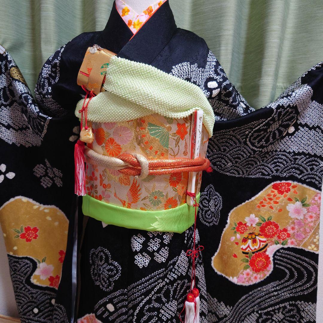 7sb2 疋田絞り　希少品　厳選正絹　七五三　女の子　7歳着物セット