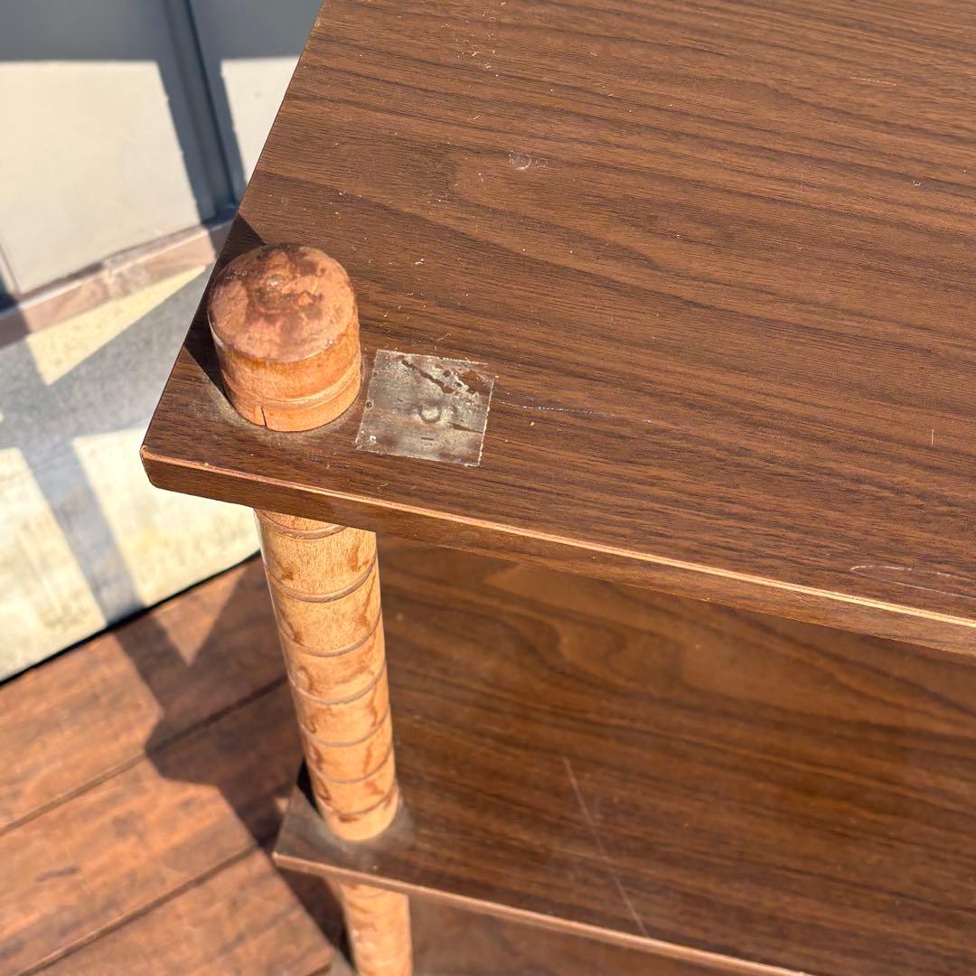 昭和レトロ ミッドセンチュリー 3段 木製階段ラック 飾り棚 古道具 古家具