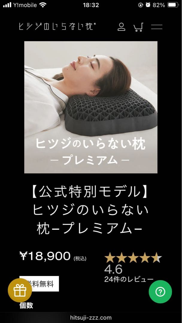 ヒツジのいらない枕 プレミアム 公式特別モデル　専用カバー付き