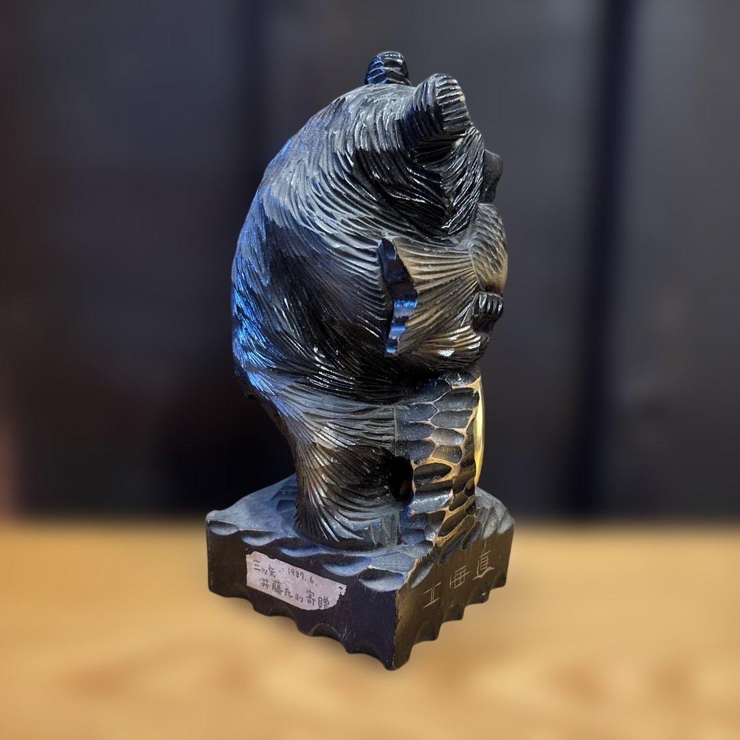 木彫り　クマ　温度計　民芸品　お土産　レトロ　置物