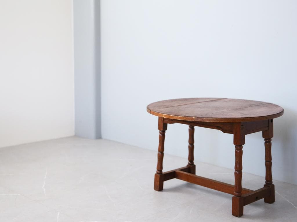 英国アンティーク木製ドロップリーフコーヒーテーブル/バタフライ机(85-31)