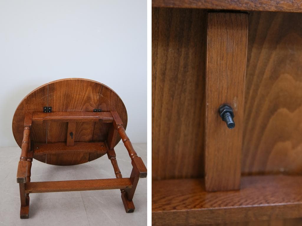 英国アンティーク木製ドロップリーフコーヒーテーブル/バタフライ机(85-31)