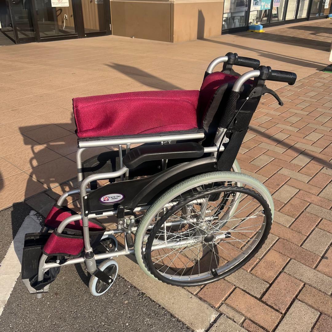 美品 Care-Tec 車椅子 CA-10SU レッド 折りたたみ 自走式