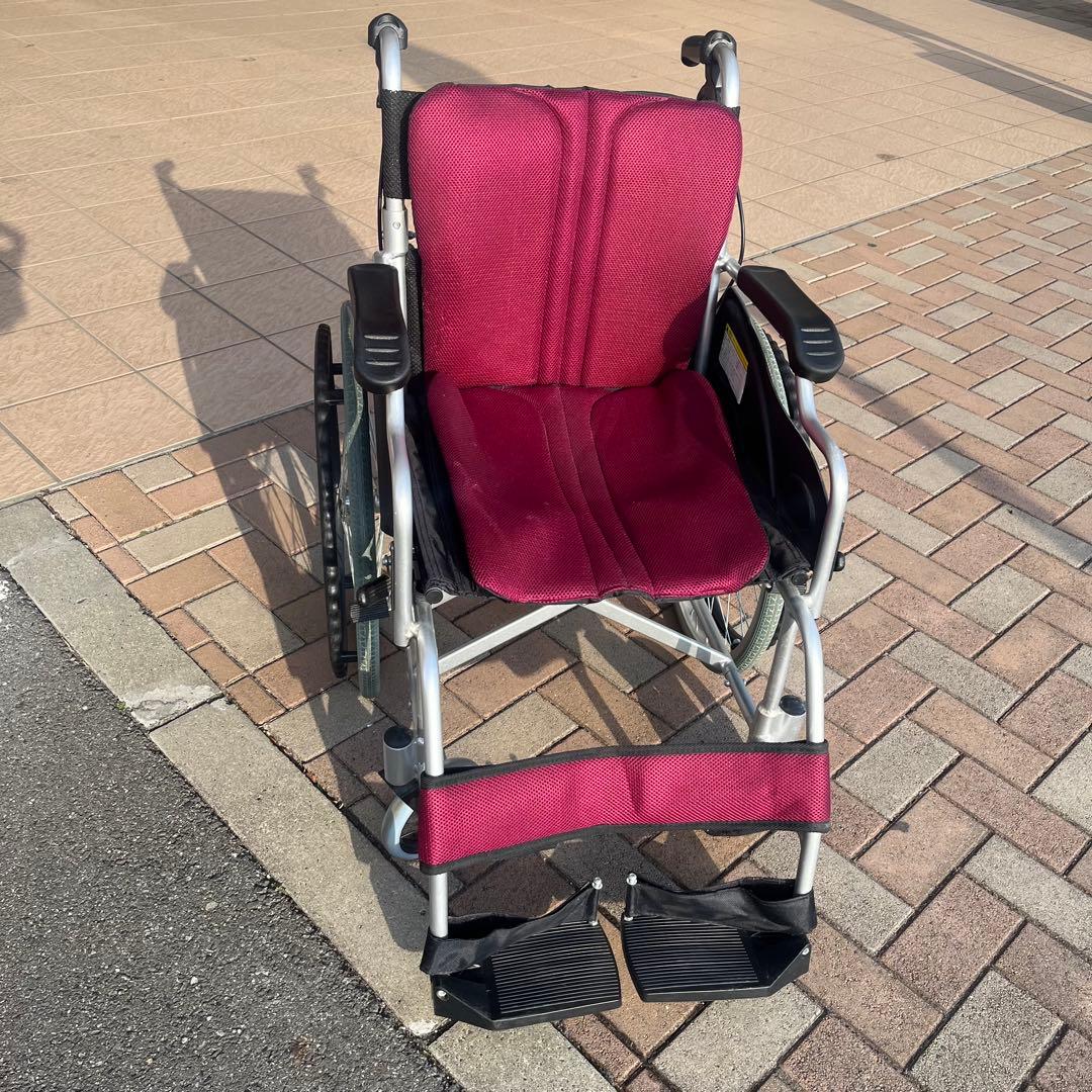 美品 Care-Tec 車椅子 CA-10SU レッド 折りたたみ 自走式