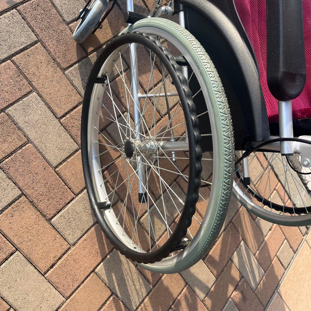 美品 Care-Tec 車椅子 CA-10SU レッド 折りたたみ 自走式