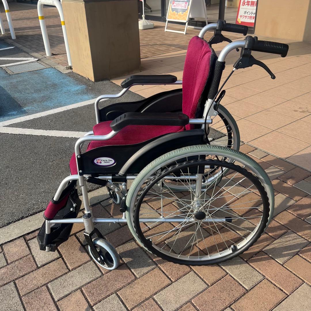 美品 Care-Tec 車椅子 CA-10SU レッド 折りたたみ 自走式