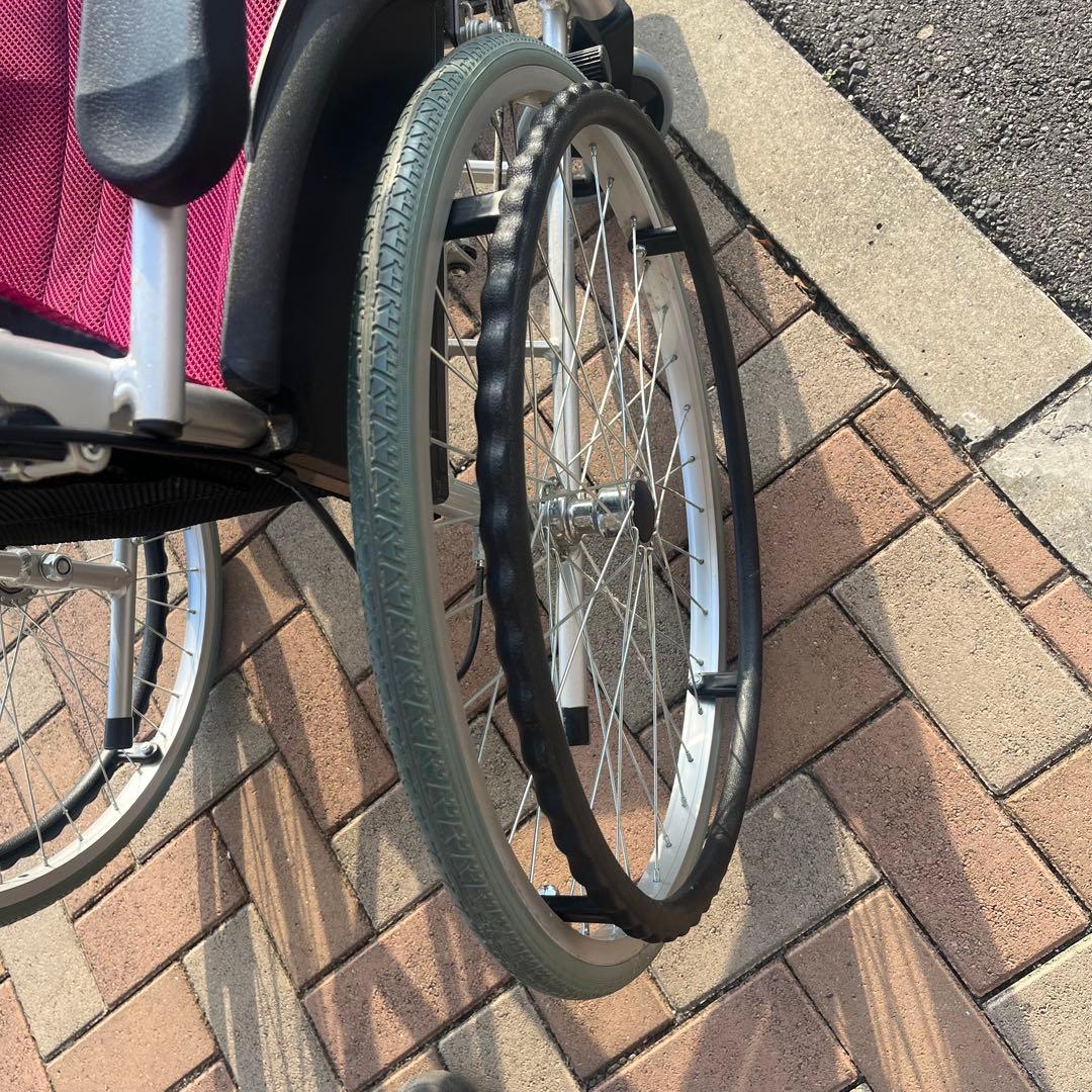 美品 Care-Tec 車椅子 CA-10SU レッド 折りたたみ 自走式