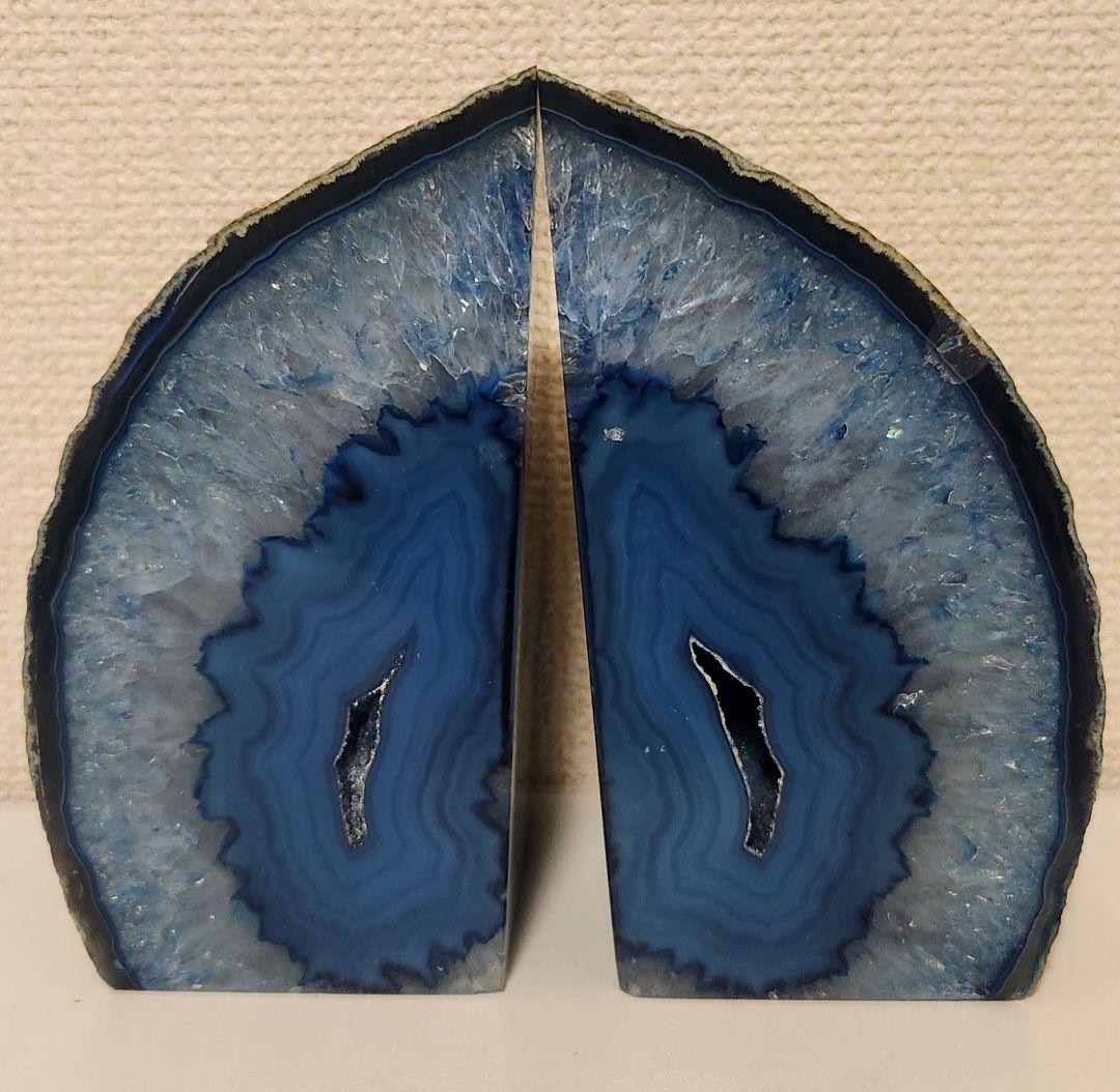 ブルーメノウ 原石 アゲート ジオード ドーム ブックエンド