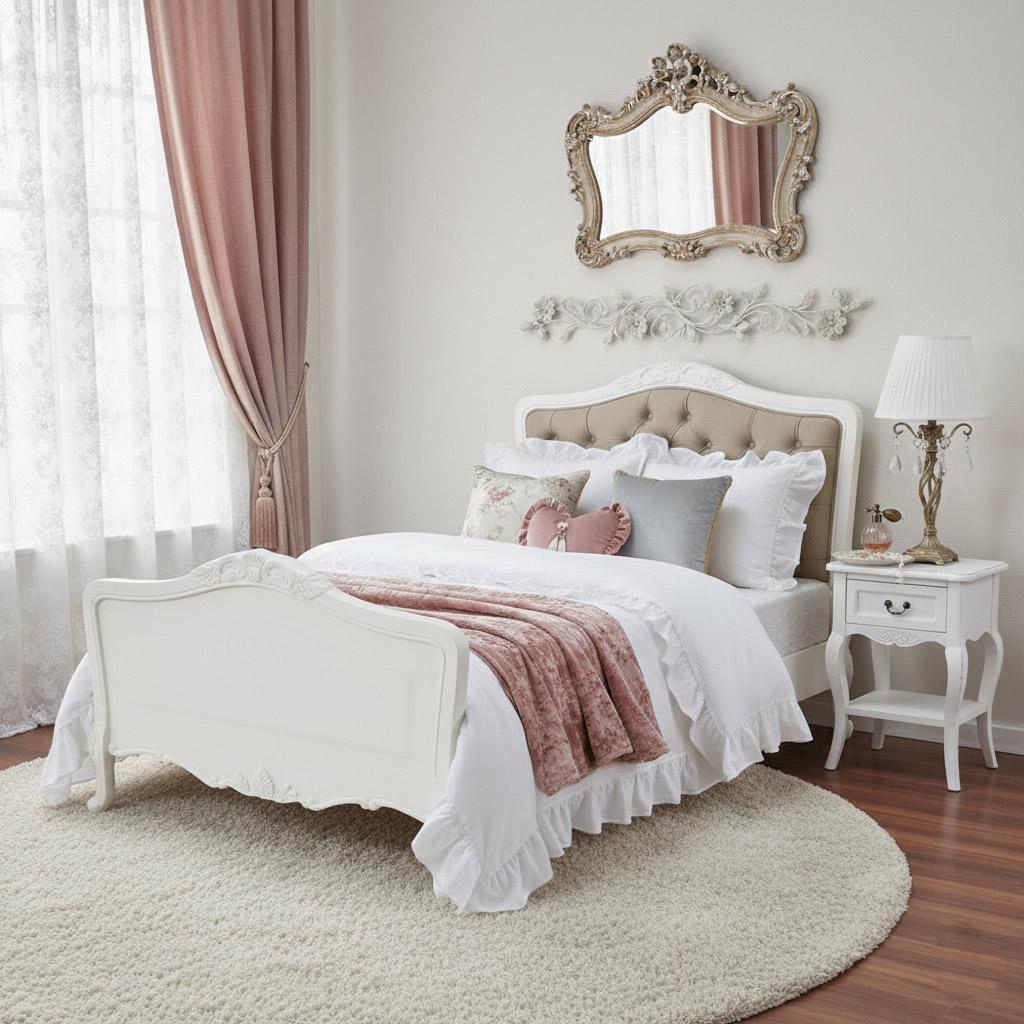 【新品】アンティーク風 ロココ調 セミダブル ベッドフレーム　猫脚　すのこ仕様