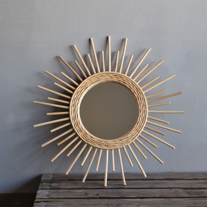 北欧 壁掛けミラー ラタン 壁掛け鏡 ウォールミラー 玄関 ナチュラルインテリア