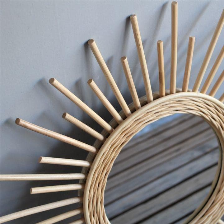 北欧 壁掛けミラー ラタン 壁掛け鏡 ウォールミラー 玄関 ナチュラルインテリア