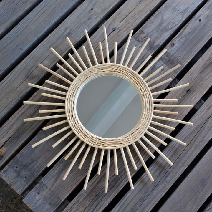 北欧 壁掛けミラー ラタン 壁掛け鏡 ウォールミラー 玄関 ナチュラルインテリア