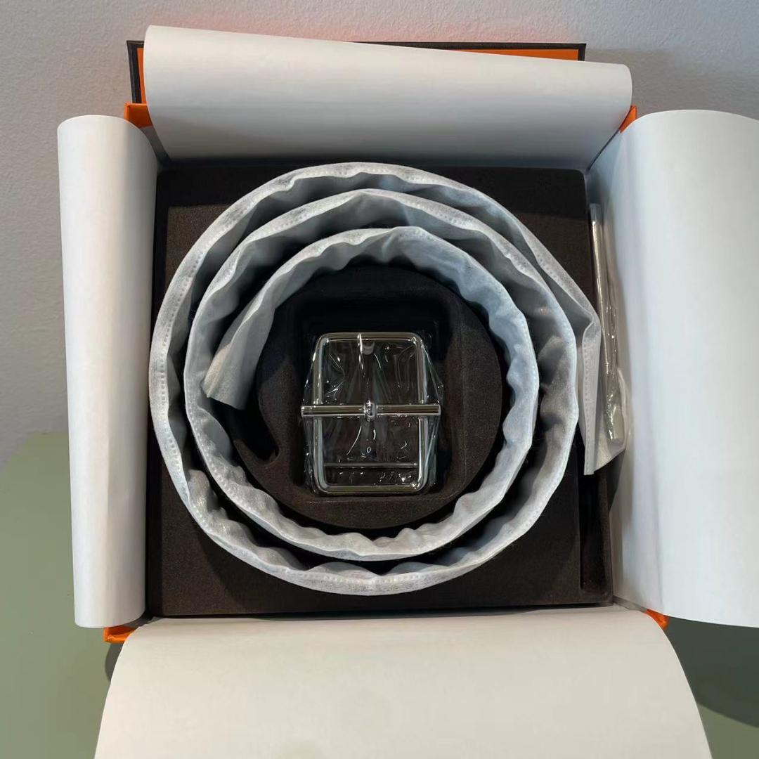 HERMESベルト ブラウン × シルバー H バックル 3.8cm 105cm