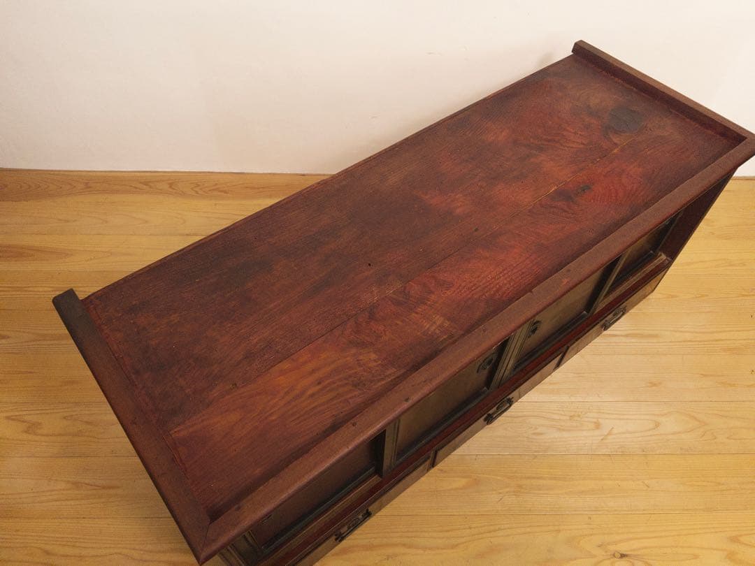 無垢材　ローボード　引き出し　棚　M072　古道具　古家具　和家具　ビンテージ