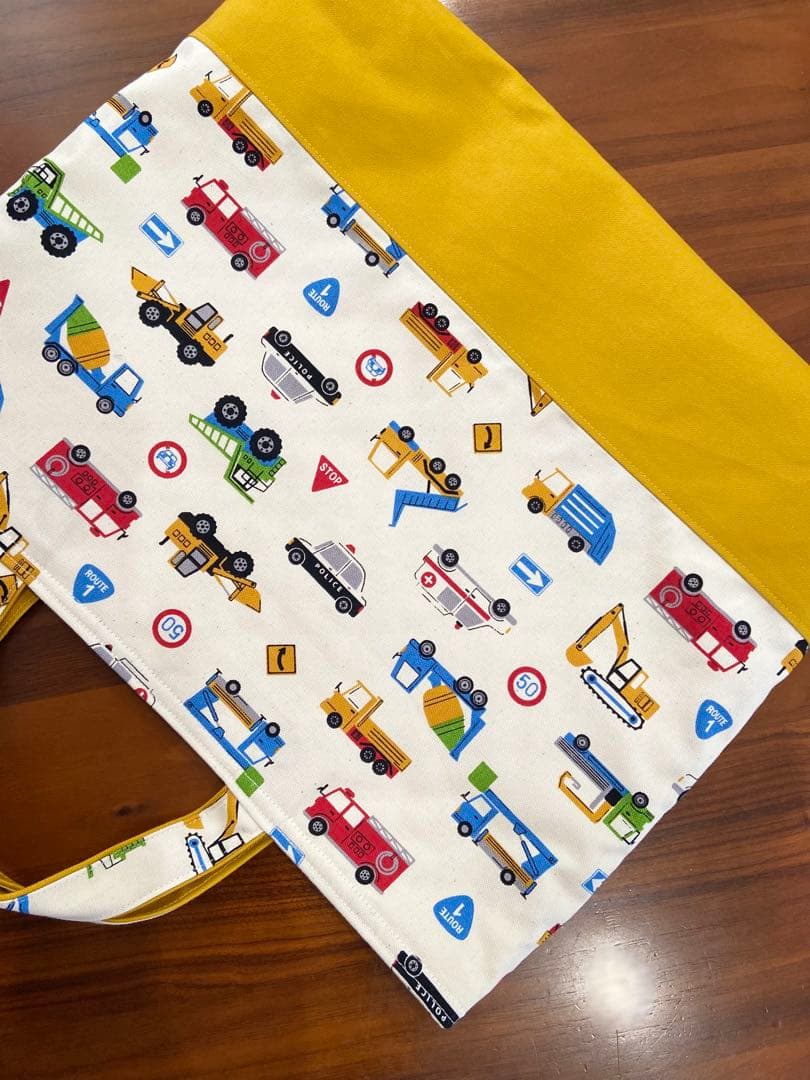 働くクルマたち ハンドメイド レッスンバッグ 男の子 入園入学準備 5点