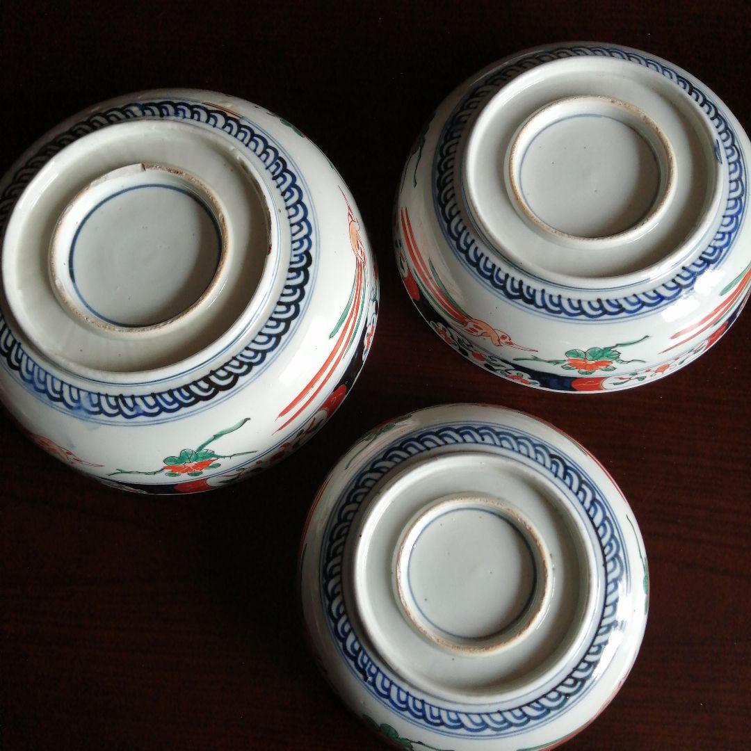 古伊万里 赤絵錦三ツ鉢 22〜28cm 江戸後期〜明治初期 - メルカリ