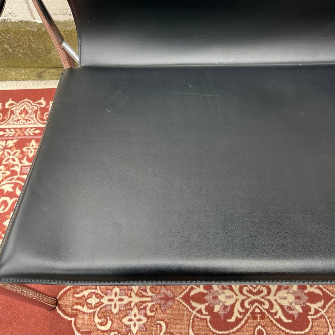 モダンデザイン◾️本革イタリアンレザー座面 2シーター ソファ チェア 2人掛け