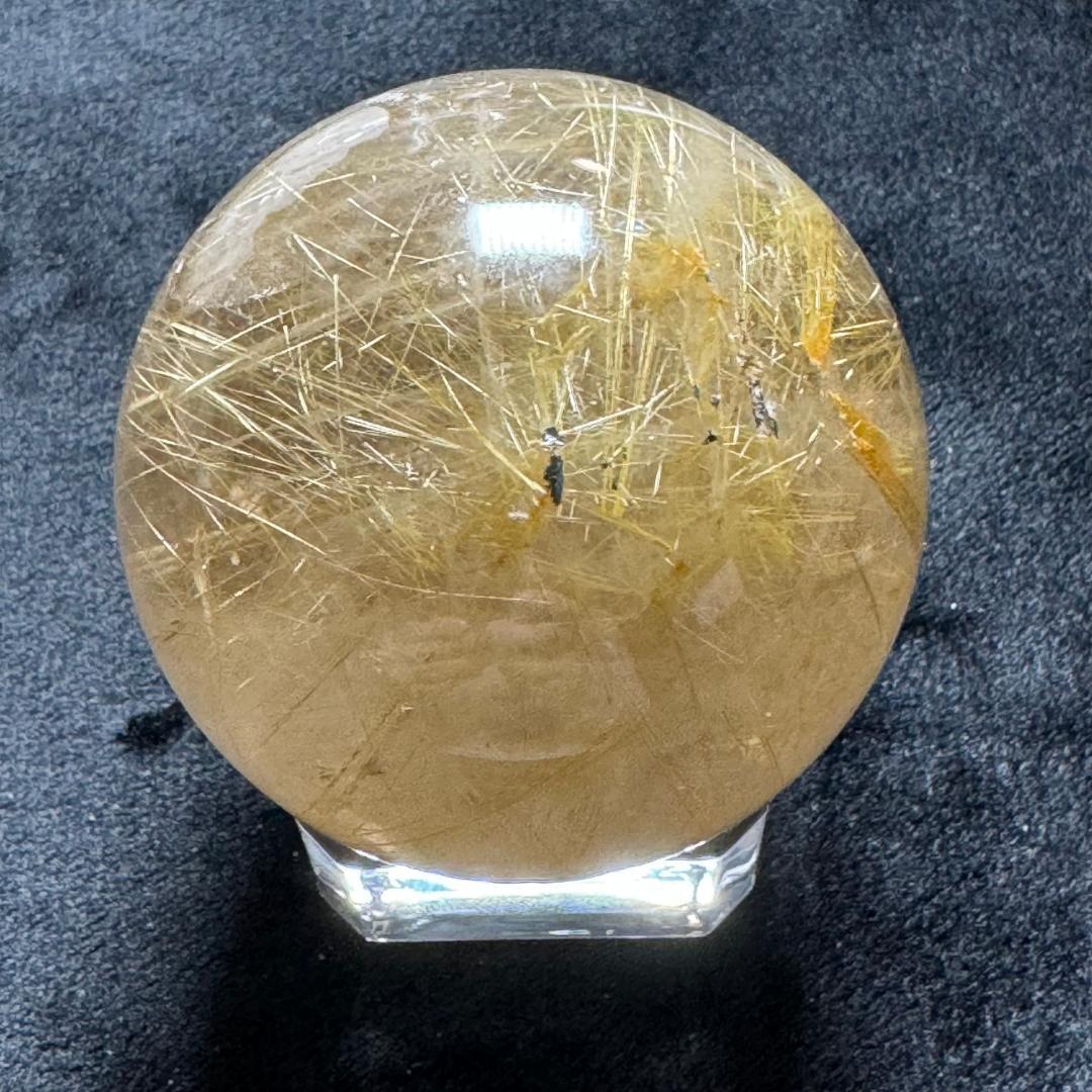 金運アップ◇ゴールドルチルクォーツ◇丸玉　約53.9㎜