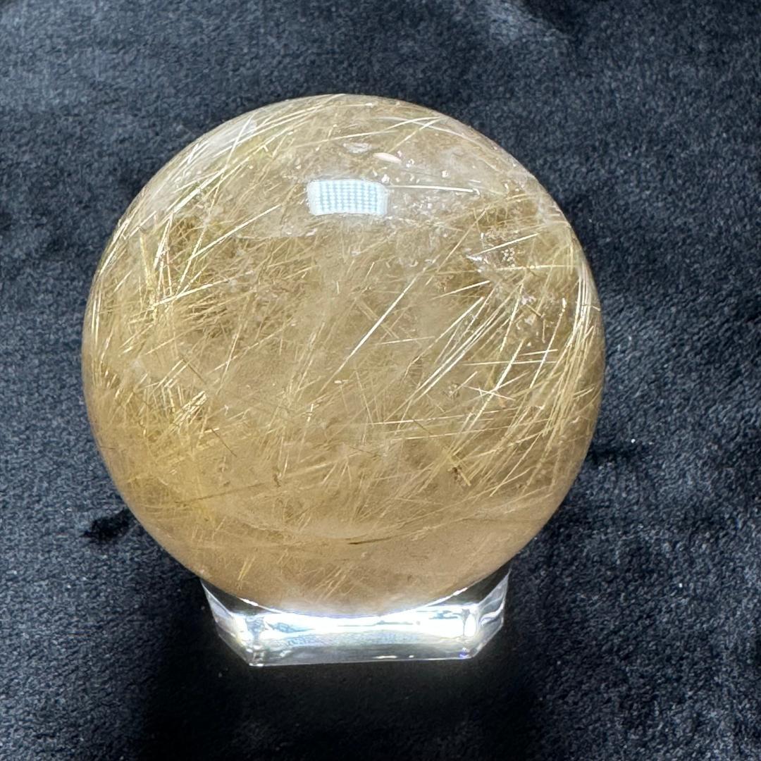 金運アップ◇ゴールドルチルクォーツ◇丸玉　約53.9㎜