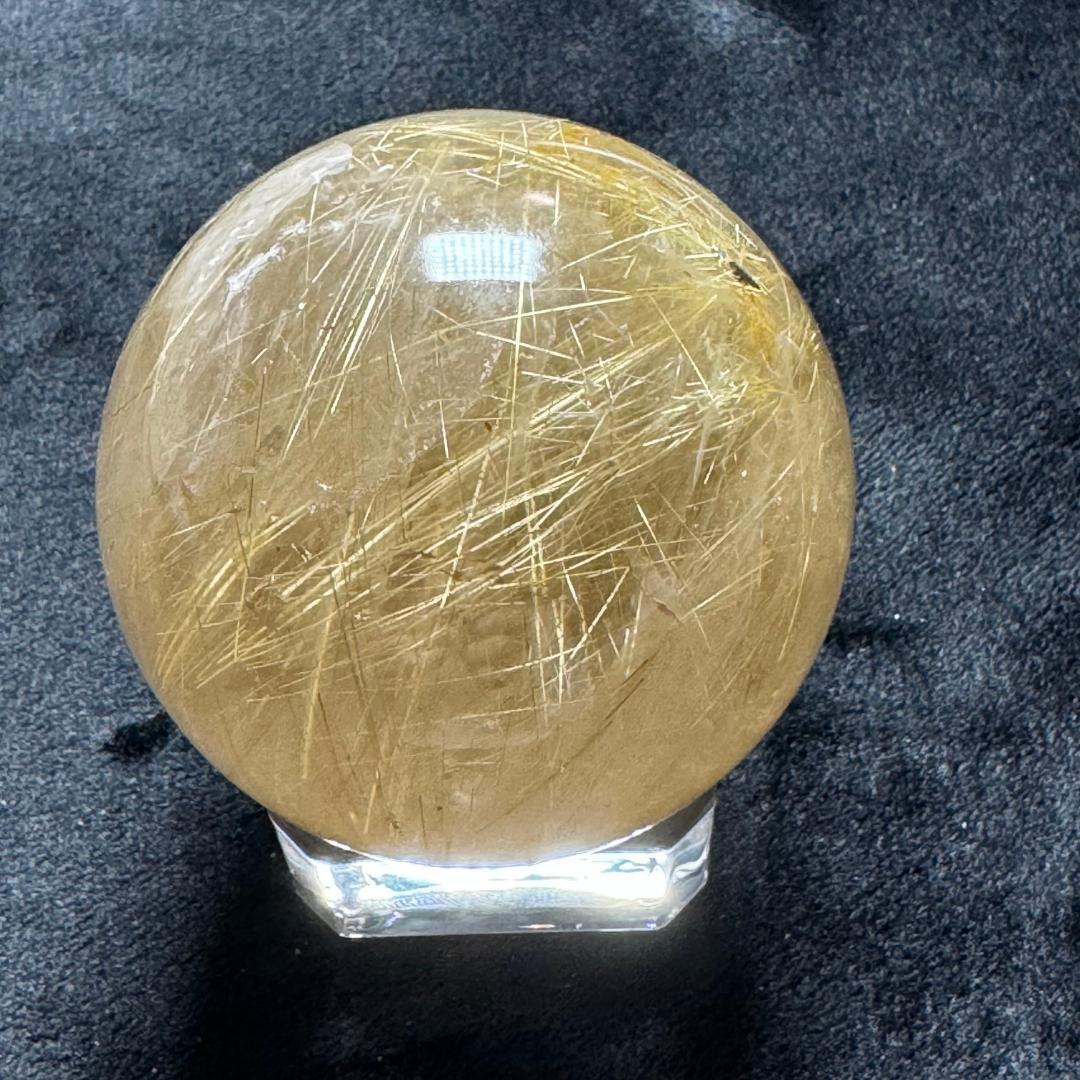 金運アップ◇ゴールドルチルクォーツ◇丸玉　約53.9㎜