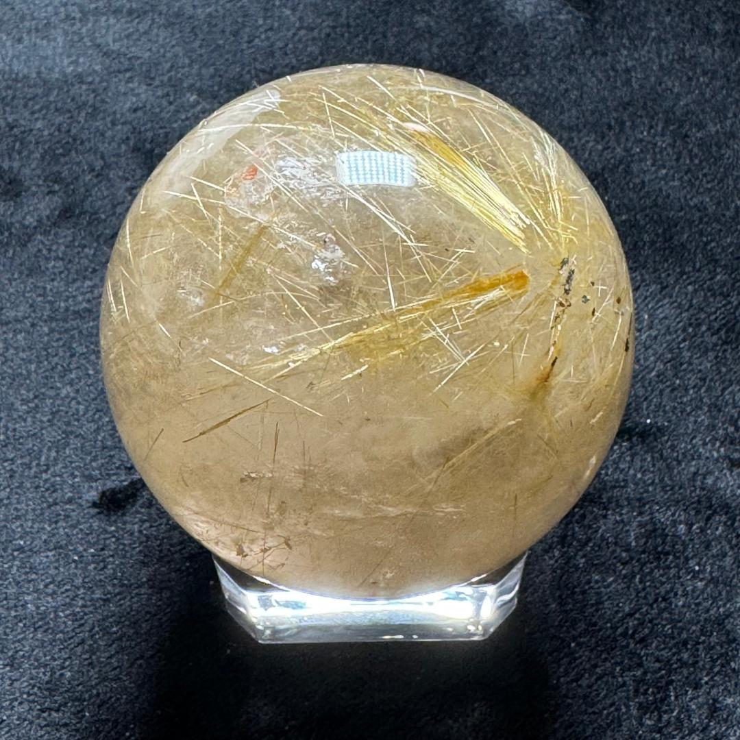 金運アップ◇ゴールドルチルクォーツ◇丸玉　約53.9㎜