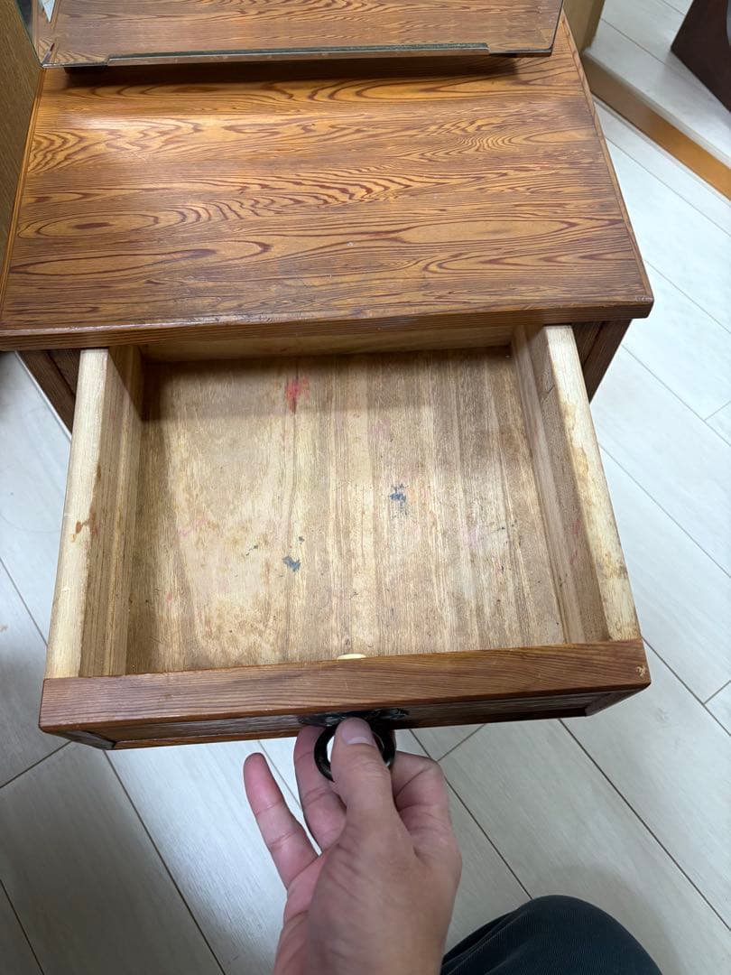 屋久杉　うるし塗り　姿見　ミラー　化粧台　ドレッサー　ニッ引姿見