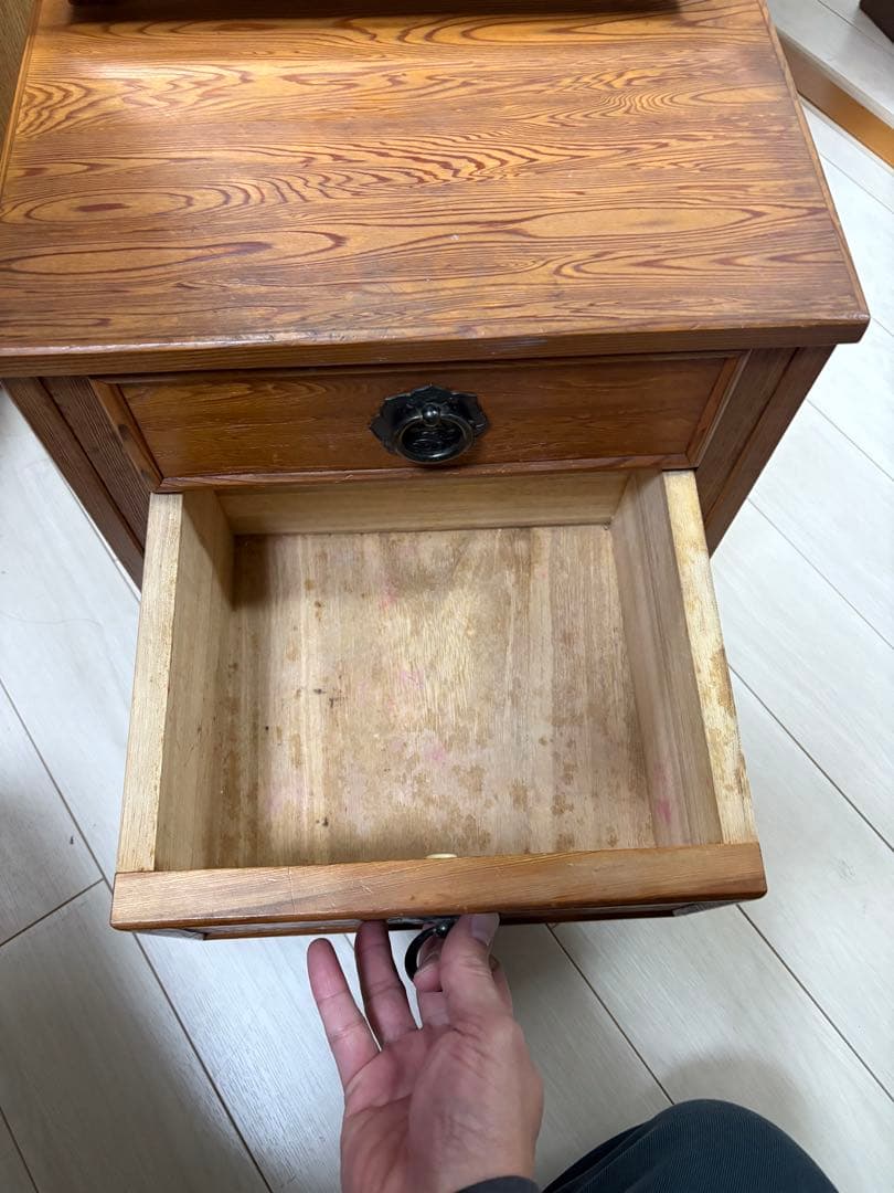 屋久杉　うるし塗り　姿見　ミラー　化粧台　ドレッサー　ニッ引姿見