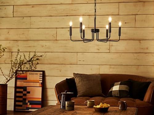 Chende シャンデリア おしゃれ ブラック 6灯 LED対応 E12 ペンa