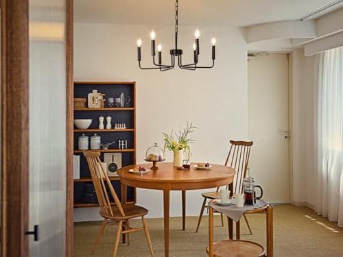 Chende シャンデリア おしゃれ ブラック 6灯 LED対応 E12 ペンa