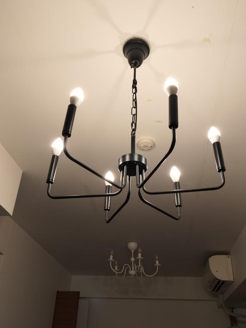 Chende シャンデリア おしゃれ ブラック 6灯 LED対応 E12 ペンa