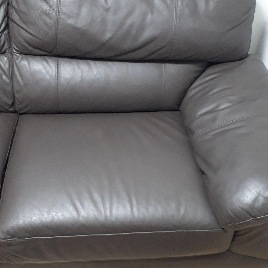 ダークブラウン レザー 3人掛けソファ