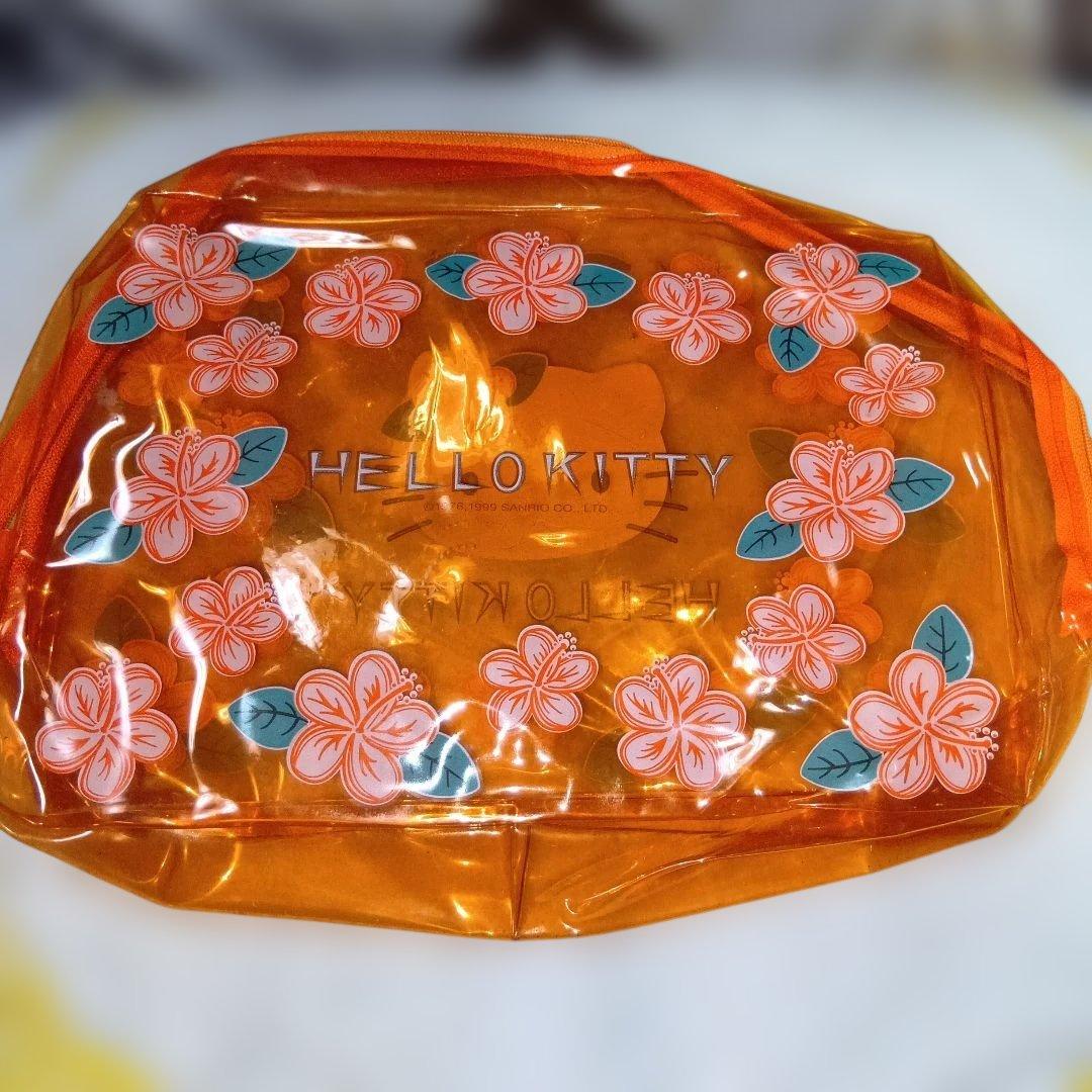 ハローキティ1999年ハイビスカス オレンジクリアバッグレトロレア