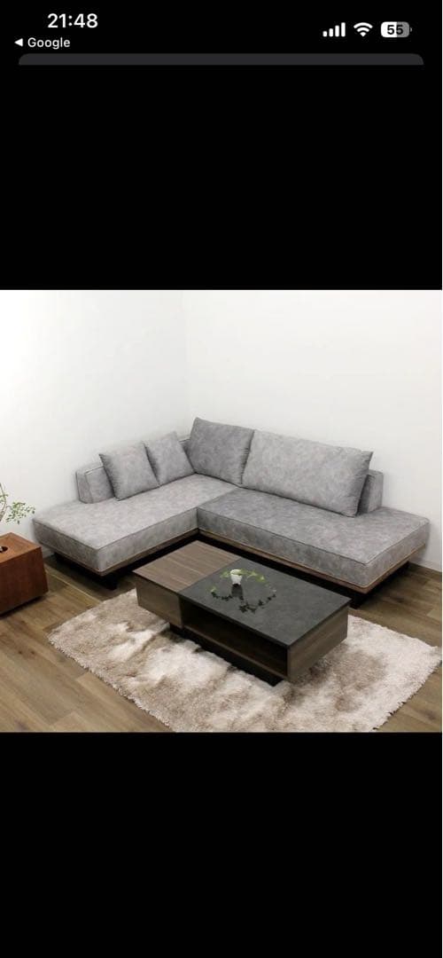 カウチタイプ ソファ グレー L字型　3人掛け