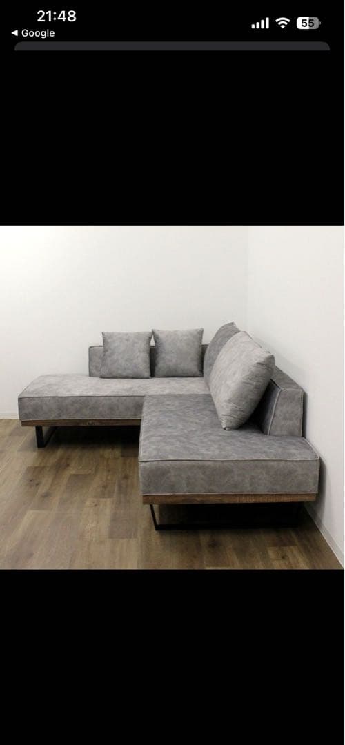 カウチタイプ ソファ グレー L字型　3人掛け